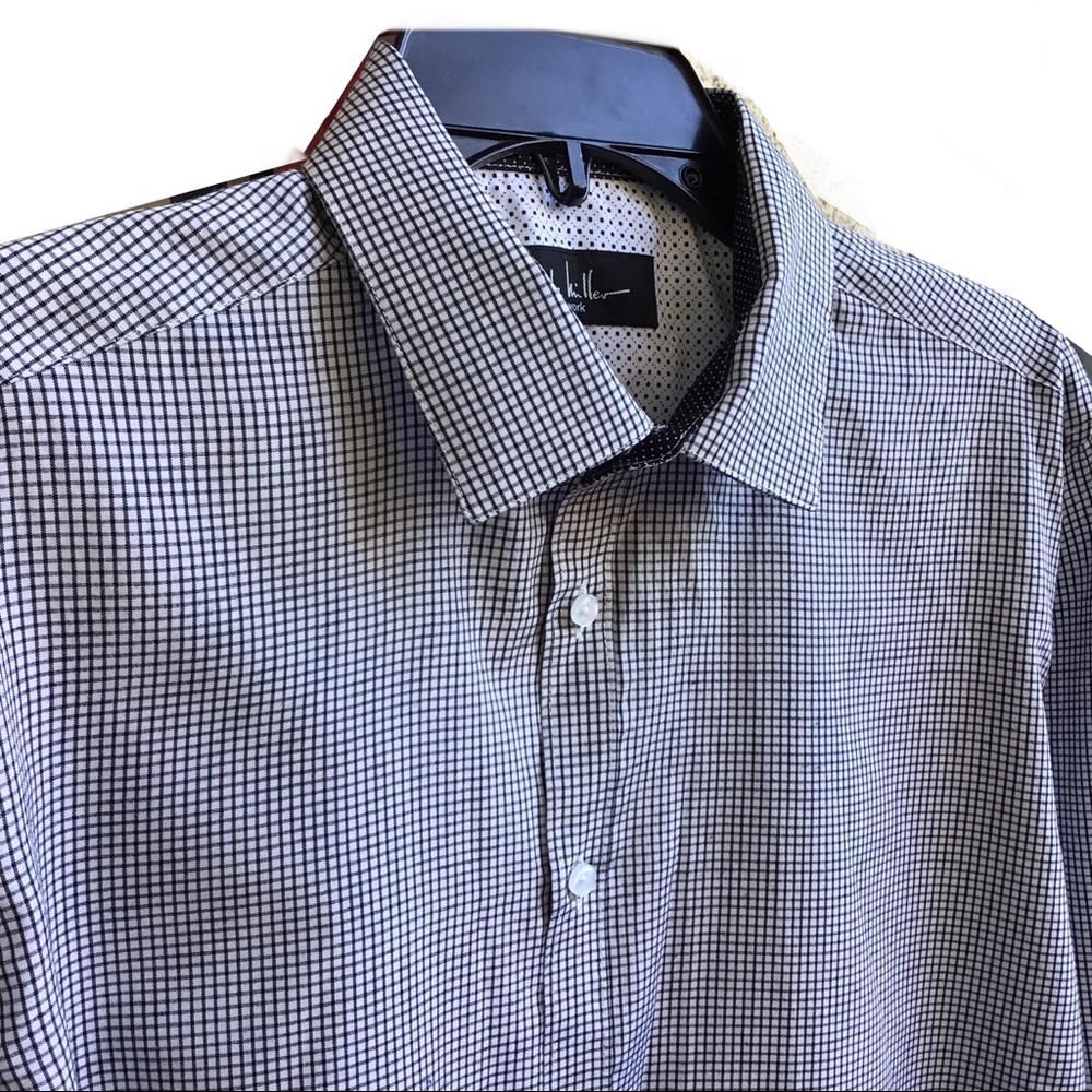 Nicole Miller New York Long Sleeve Plaid Button Down Dress Shirt Sz L 16-16 1/2